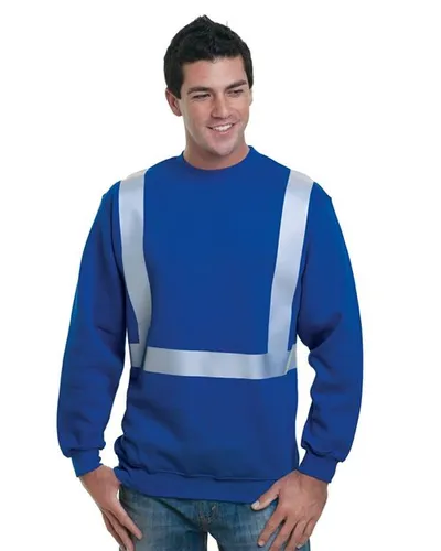 Bayside 3792 Men's USA-Made Hi-Visibility Crewneck Sweatshirt — blank crewneck sweatshirt, front view