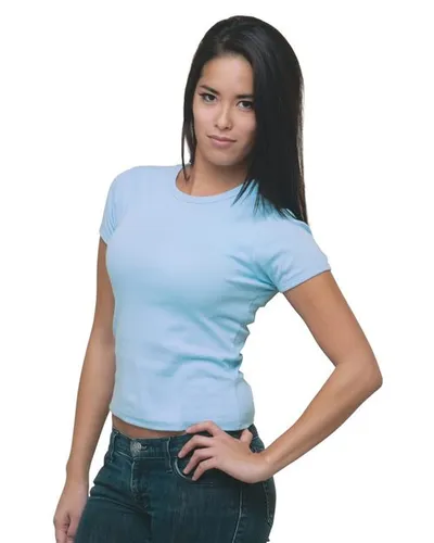 Bayside 4539 Women's USA-Made Cap Sleeve T-Shirt — blank t-shirt, front view