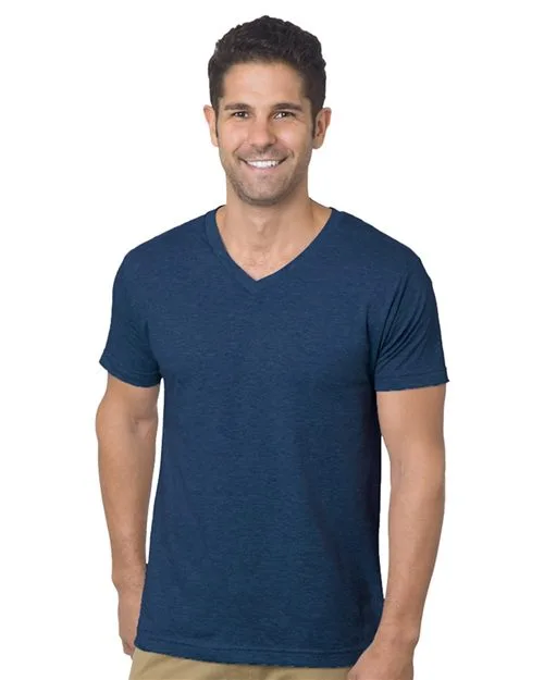 Bayside 5025 Unisex USA-Made V-Neck T-Shirt — blank t-shirt, front view