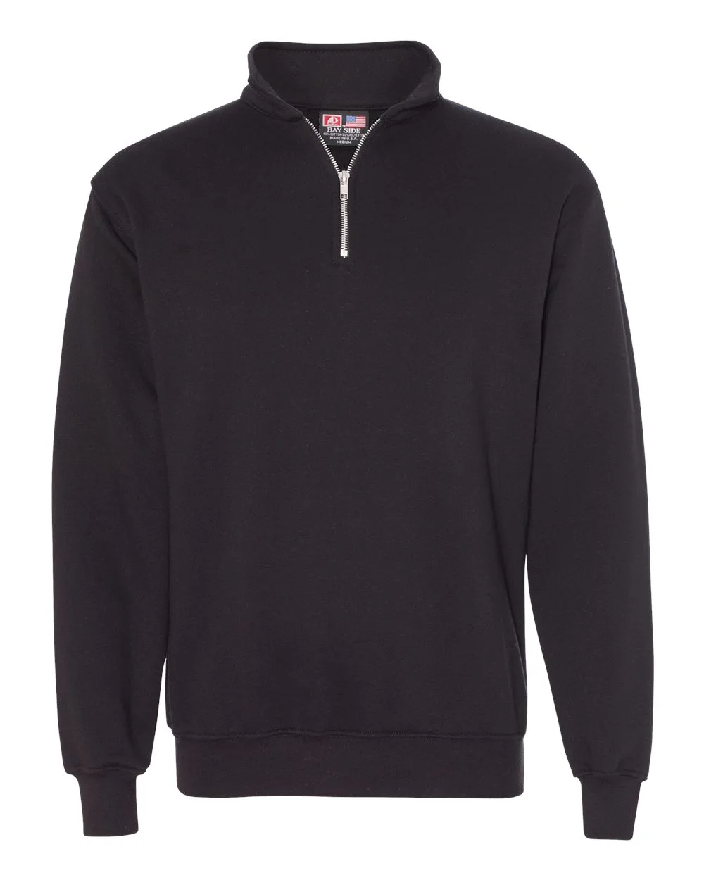 Bayside 920 Unisex USA-Made Quarter-Zip Sweatshirt — blank crewneck sweatshirt, front view