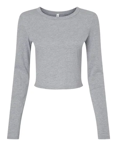 BELLA + CANVAS 1501 Women's Micro Rib Long Sleeve Baby Tee — blank long sleeve tee, front view