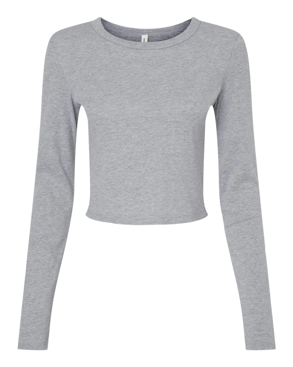 BELLA + CANVAS 1501 Women's Micro Rib Long Sleeve Baby Tee — blank long sleeve tee, front view
