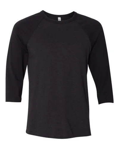 BELLA + CANVAS 3200 Unisex Three-Quarter Sleeve Baseball Tee — blank t-shirt, front view