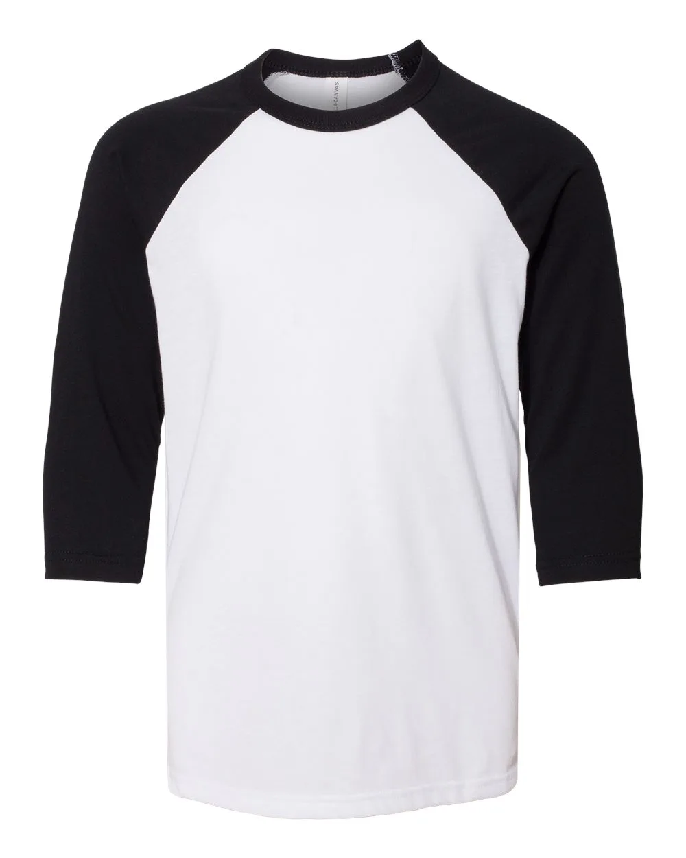 BELLA + CANVAS 3200Y Youth Three-Quarter Sleeve Baseball Tee — blank t-shirt, front view