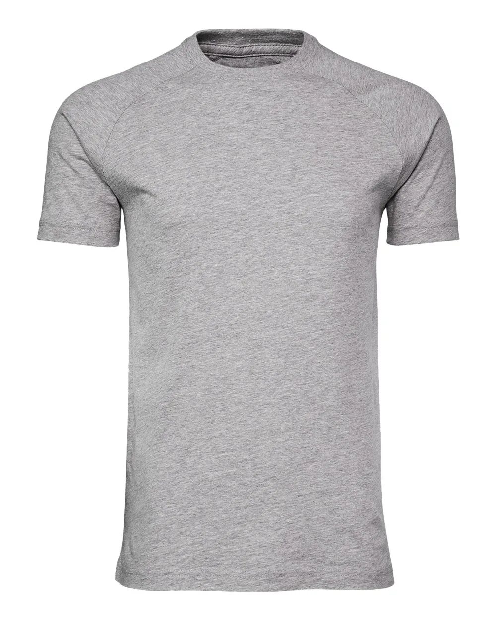 BELLA + CANVAS 3201 Men's Heather CVC Raglan Tee — blank t-shirt, front view