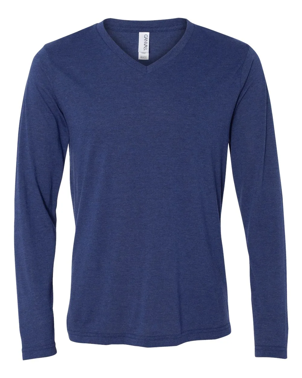 BELLA + CANVAS 3425 Unisex Long Sleeve V-Neck Tee — blank t-shirt, front view