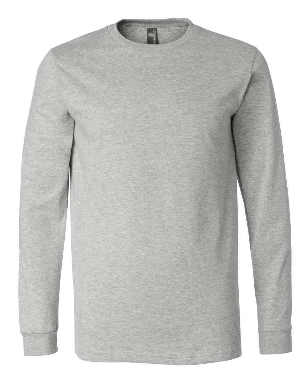 BELLA + CANVAS 3501CVC Heather CVC Long Sleeve Tee — blank long sleeve tee, front view