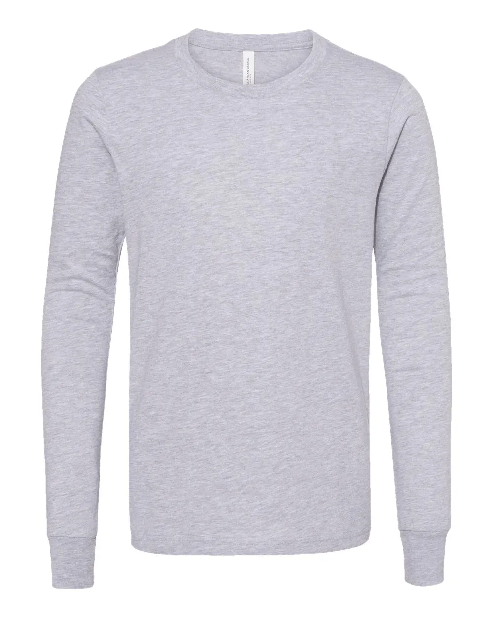 BELLA + CANVAS 3501YCVC Youth Heather CVC Long Sleeve Tee — blank long sleeve tee, front view