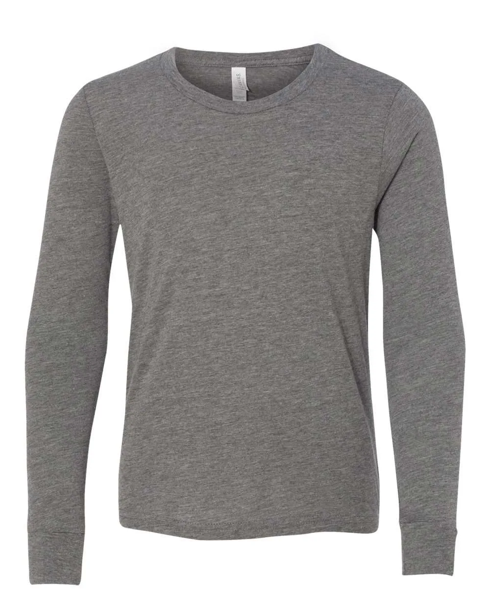 BELLA + CANVAS 3513Y Youth Triblend Long Sleeve Tee — blank long sleeve tee, front view