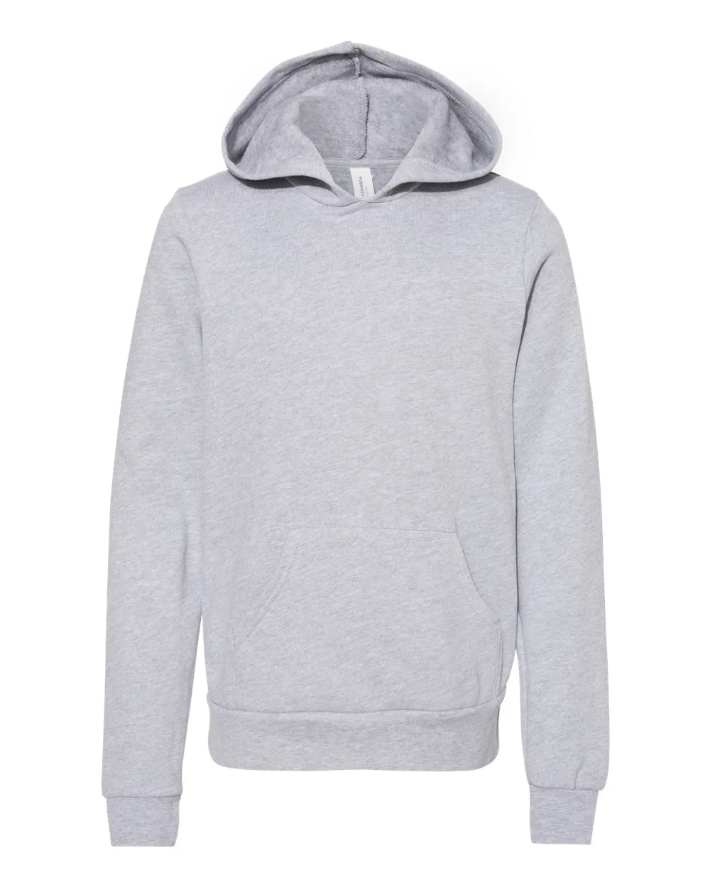 BELLA + CANVAS 3719Y Youth Sponge Fleece Hoodie Sweatshirt — blank hooded sweatshirt, front view