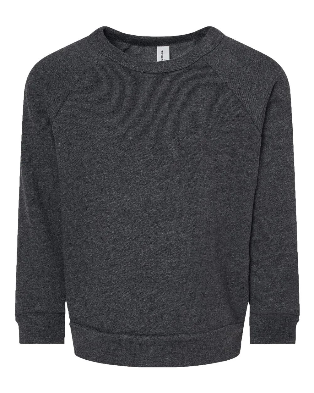 BELLA + CANVAS 3901T Toddler Sponge Fleece Raglan Crewneck Sweatshirt — blank crewneck sweatshirt, front view