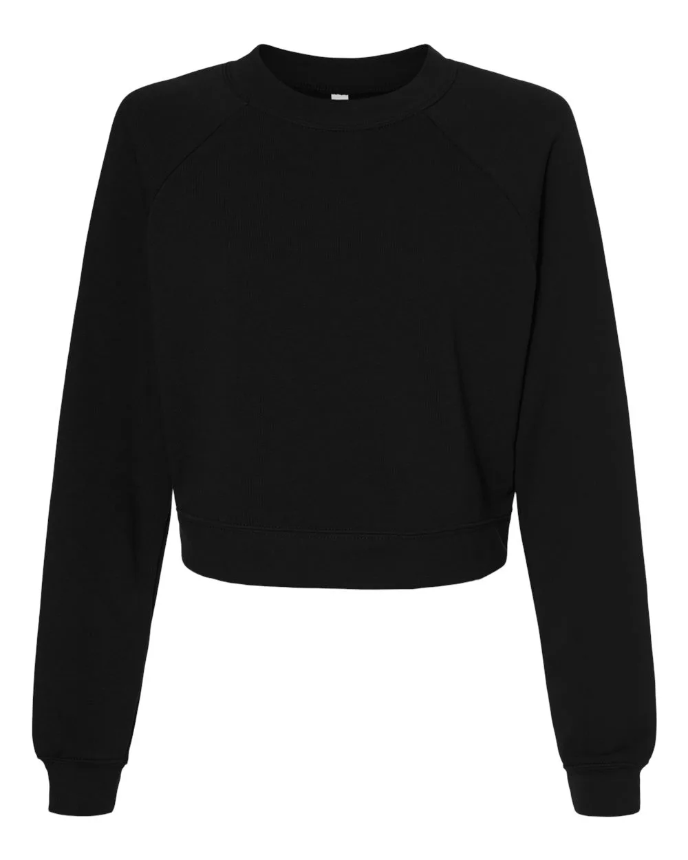 BELLA + CANVAS 7505 Women's Crop Raglan Crewneck Sweatshirt — blank crewneck sweatshirt, front view
