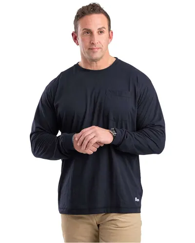 Berne Apparel BSM39T Men's Tall Performance Long Sleeve Pocket T-Shirt — blank long sleeve tee, front view