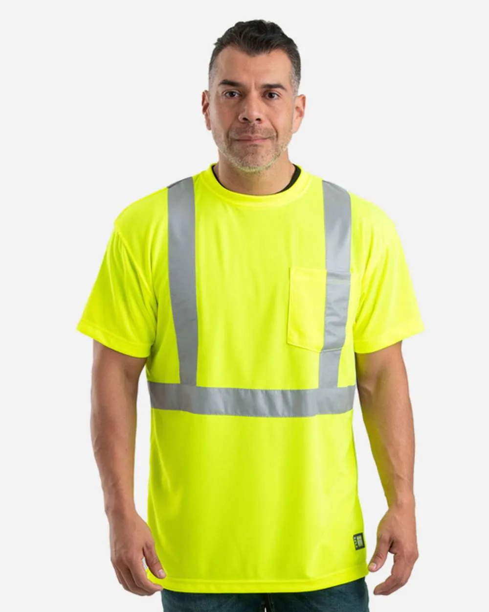 Berne Apparel HVK012T Men's Tall Hi-Vis Class 2 Performance T-Shirt — blank t-shirt, front view