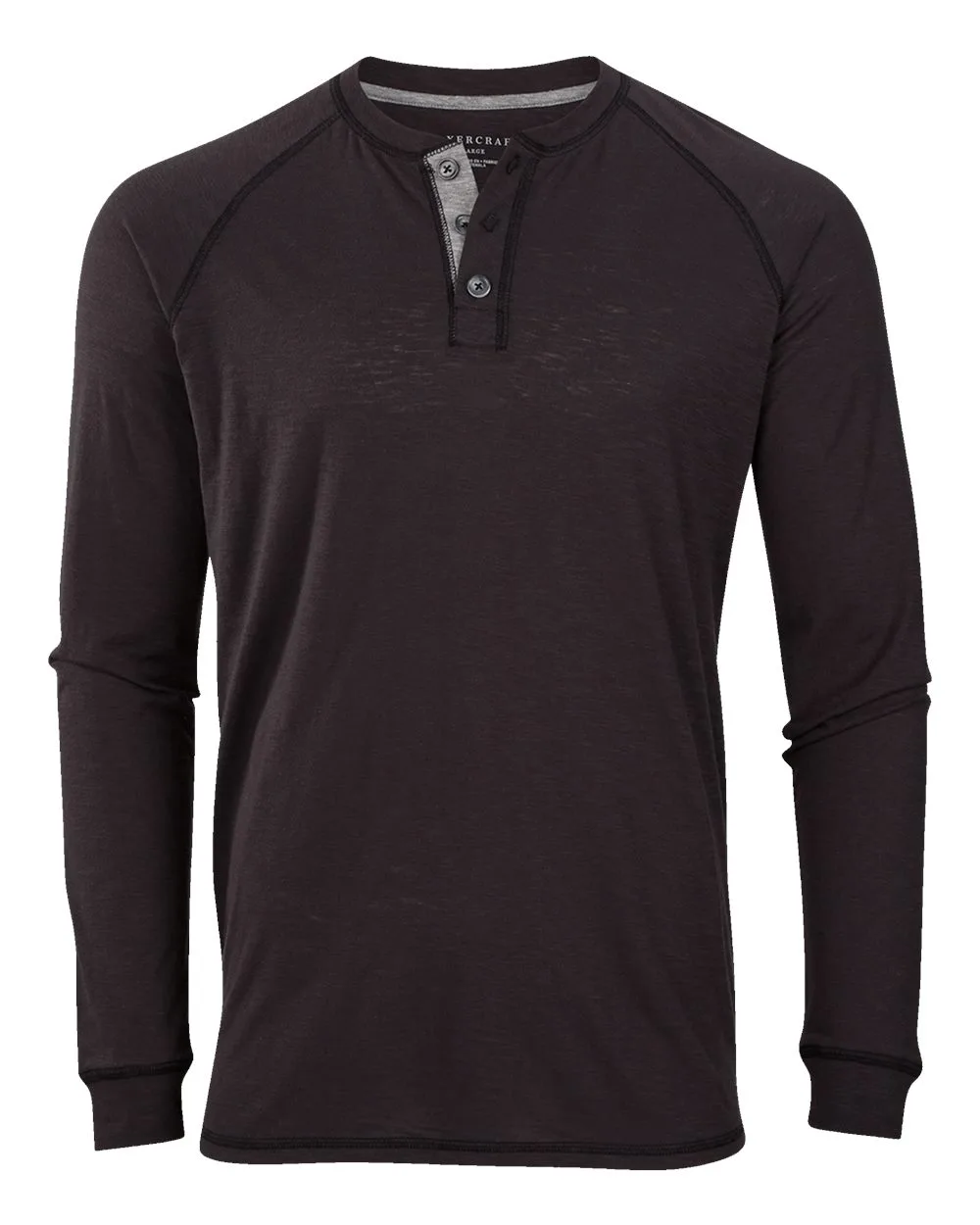 Boxercraft BM3101 Unisex Henley Long Sleeve T-Shirt — blank long sleeve tee, front view