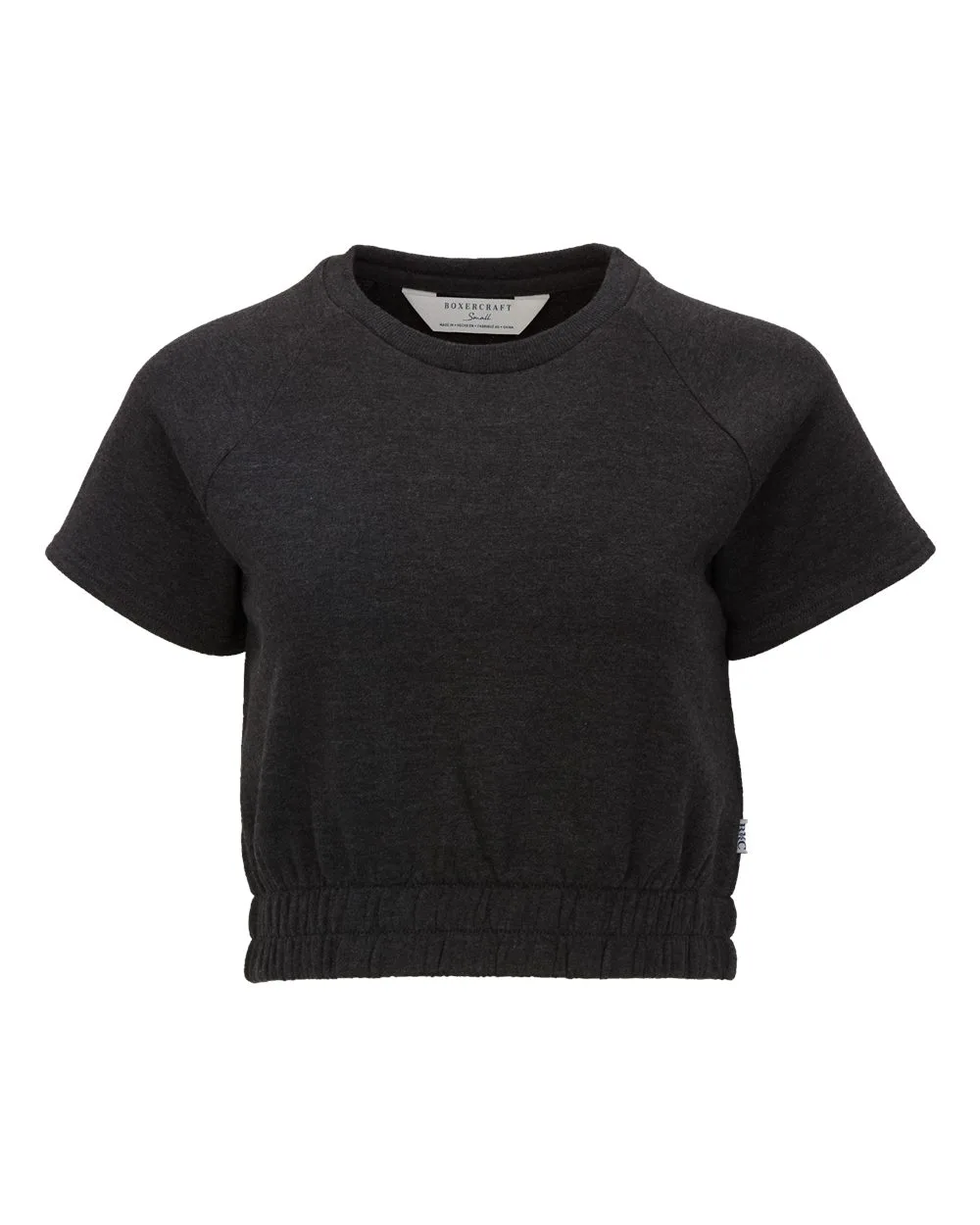 Boxercraft BW2103 Women's French Terry Short Sleeve Cropped Crewneck Sweatshirt — blank crewneck sweatshirt, front view