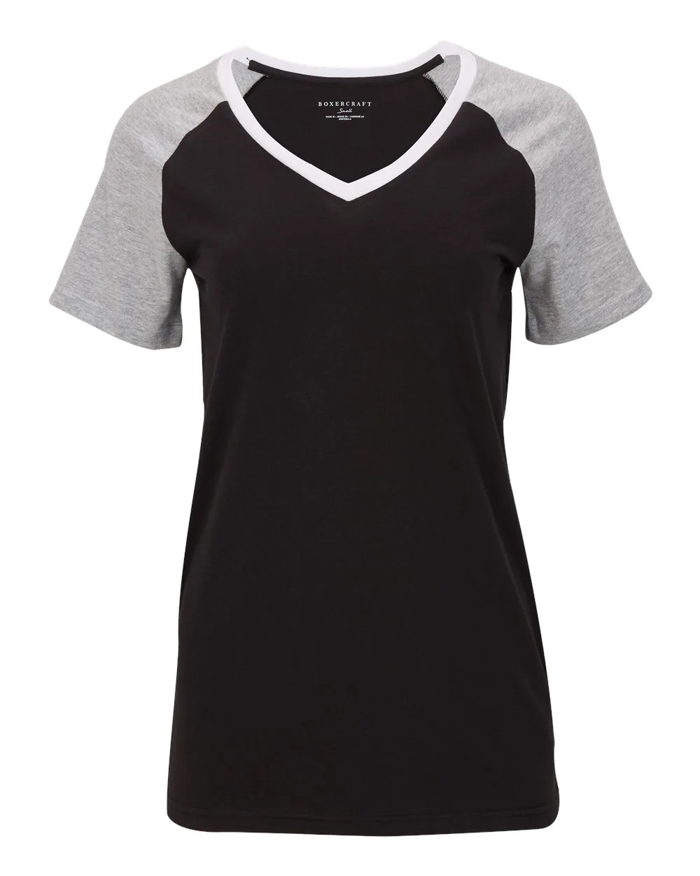 Boxercraft BW2204 Women's Colorblocked V-Neck T-Shirt — blank t-shirt, front view