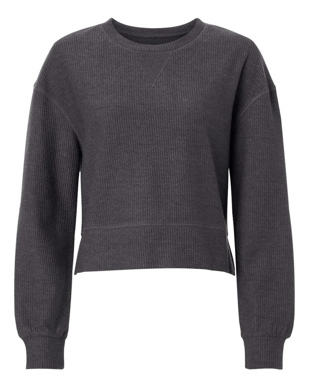 Boxercraft BW5102 Women's Ribbed Knit Cropped Boxy Crew — blank garment, front view