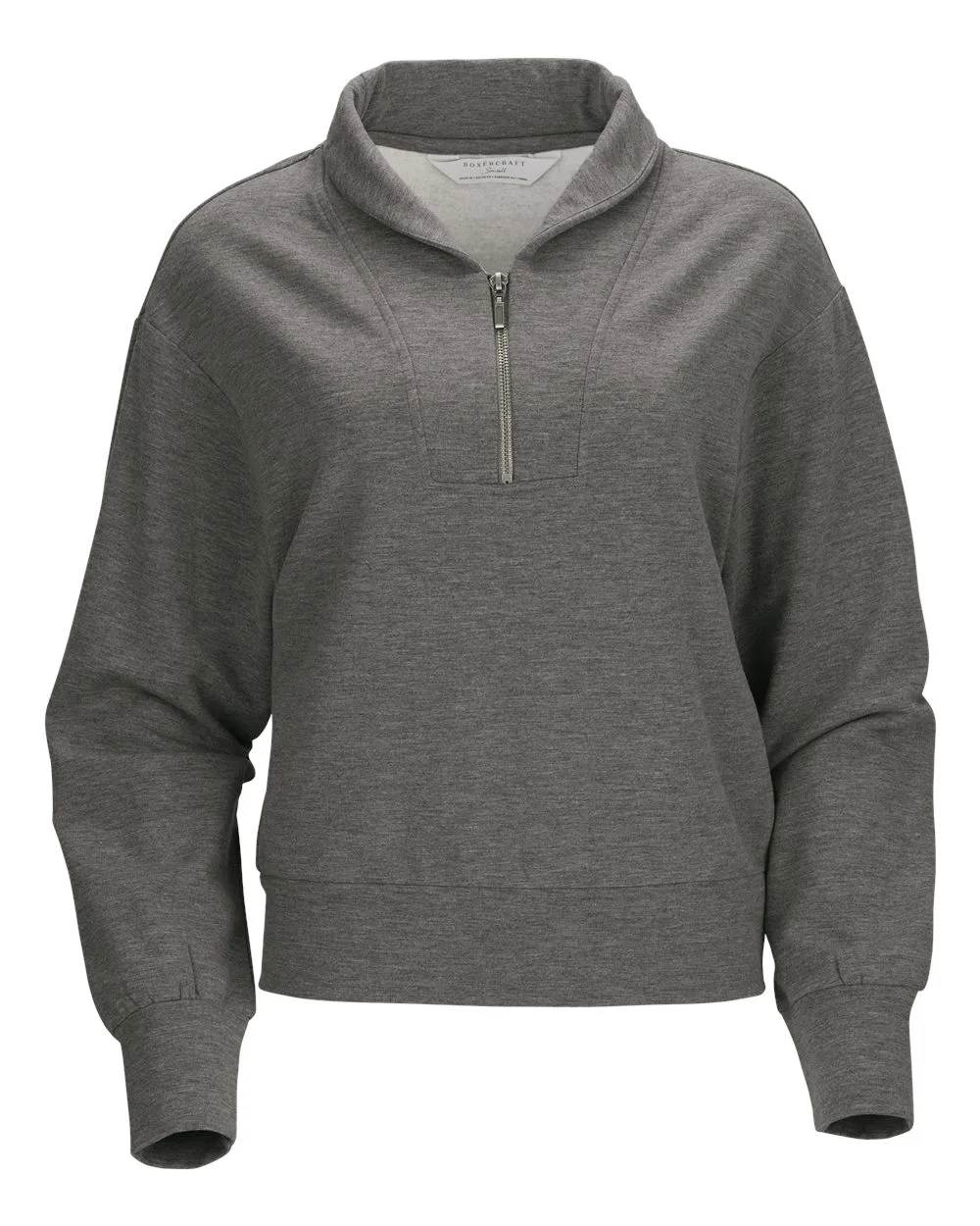 Boxercraft BW5205 Women's Dream Crop Fleece Quarter-Zip — blank fleece pullover, front view