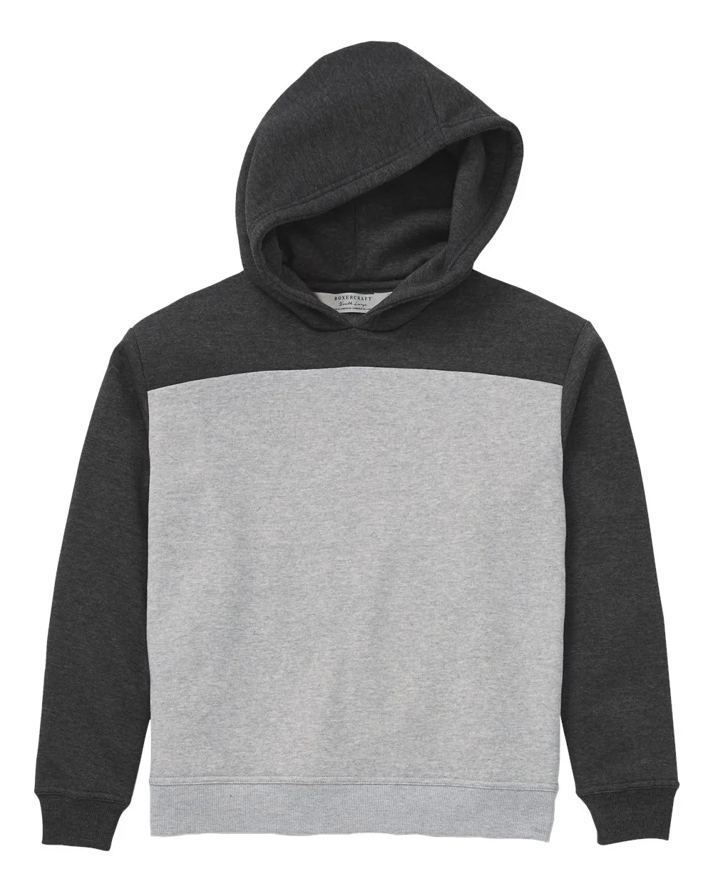 Boxercraft BY5404 Youth Colorblocked Hooded Sweatshirt — blank hooded sweatshirt, front view