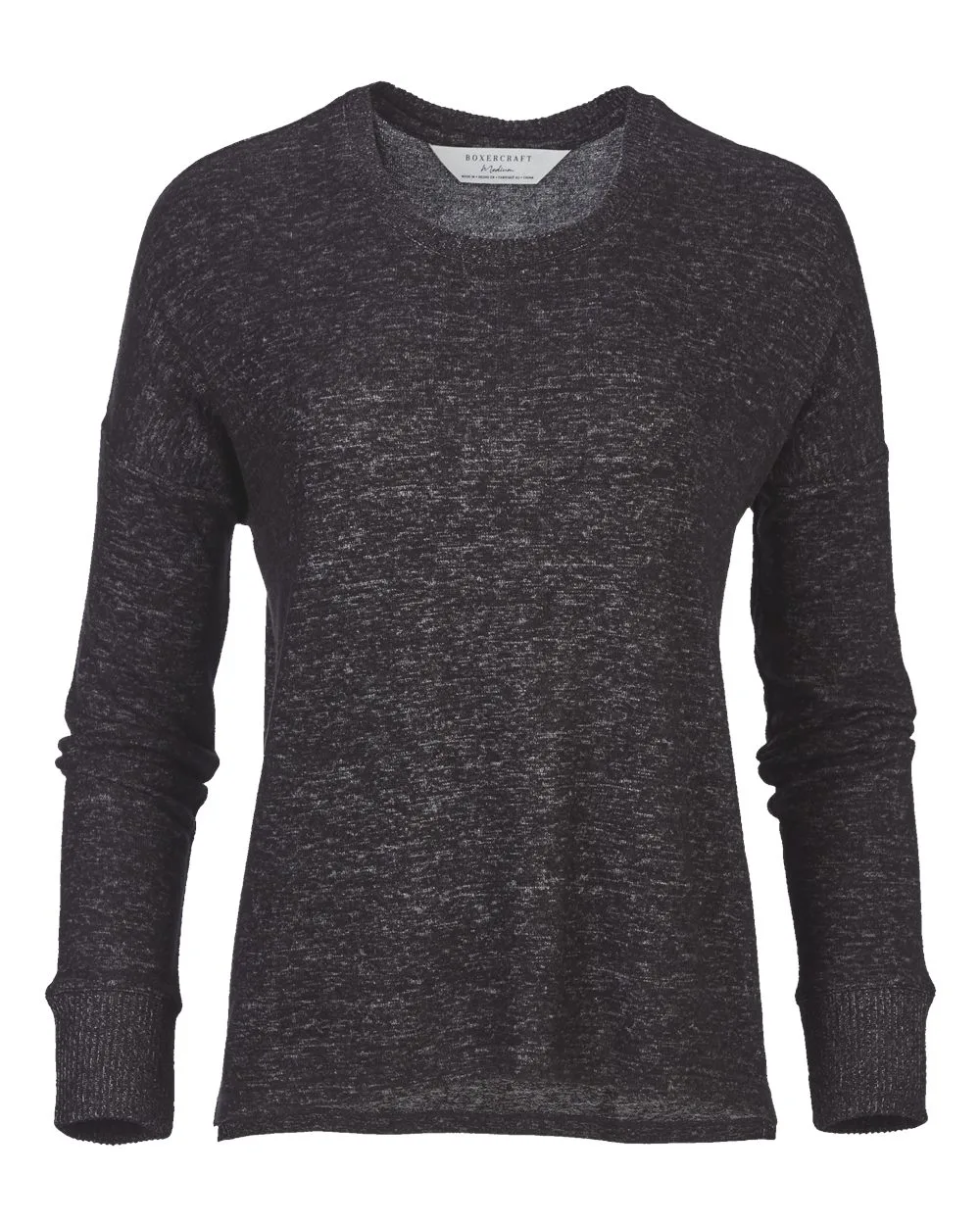 Boxercraft L06 Women's Cuddle Fleece Boxy Crewneck Pullover — blank crewneck sweatshirt, front view