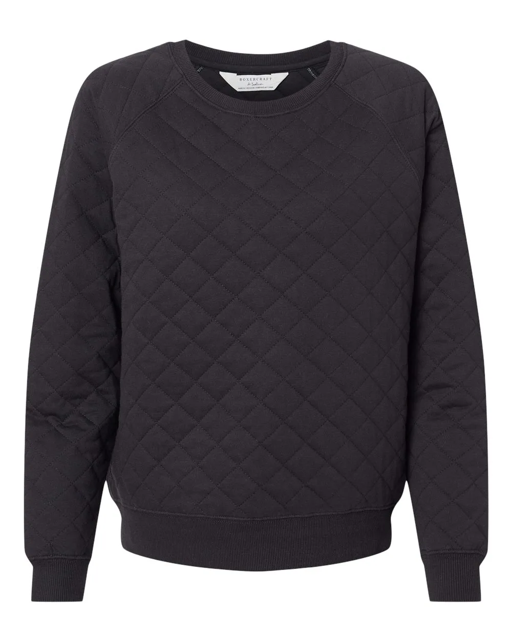 Boxercraft R08 Women's Quilted Crewneck Pullover — blank crewneck sweatshirt, front view