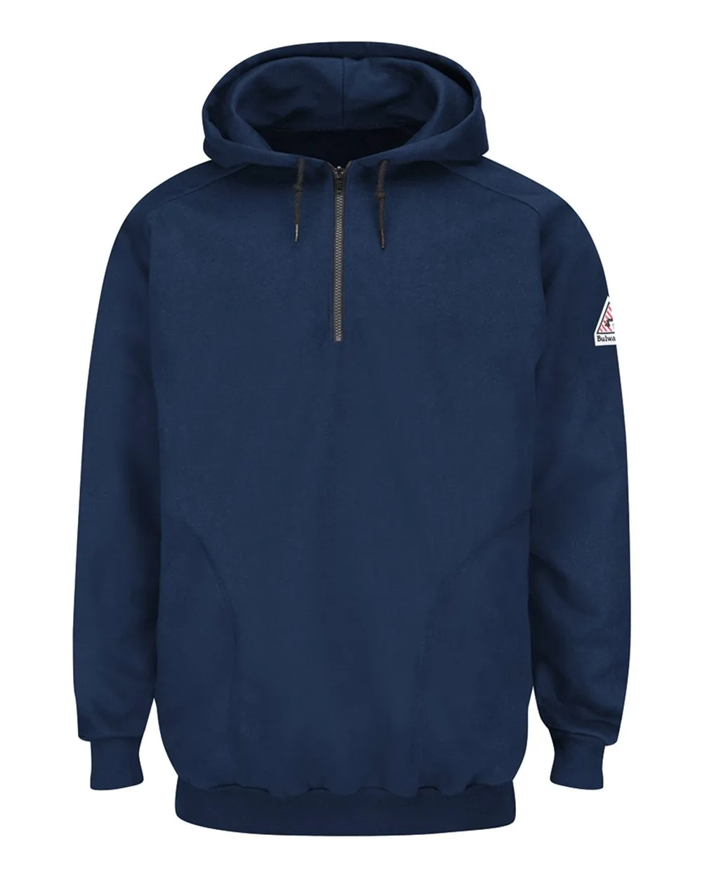 Bulwark SEH8 Men's Flame Resistant Quarter-Zip Hooded Sweatshirt — blank hooded sweatshirt, front view