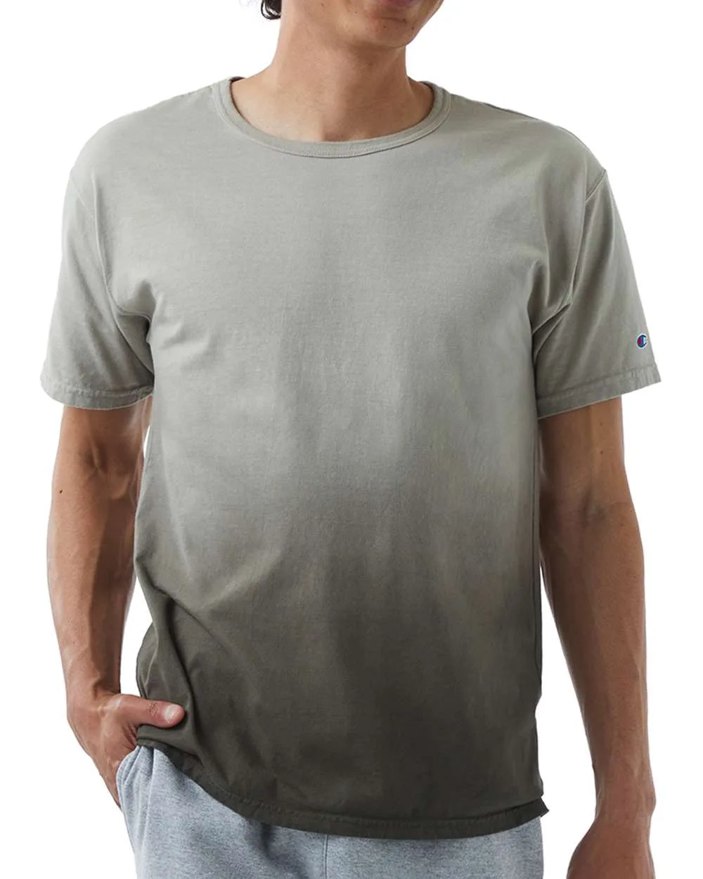 Champion CD100D Unisex Classic Jersey Dip Dye T-Shirt — blank t-shirt, front view
