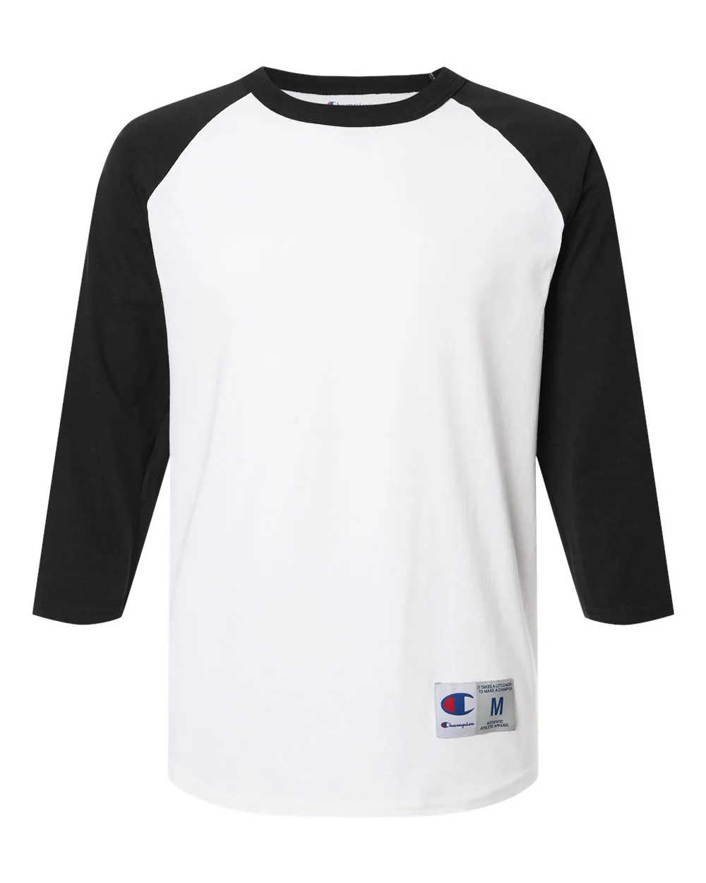 Champion T137 Unisex Raglan Sleeve Baseball T-Shirt — blank t-shirt, front view