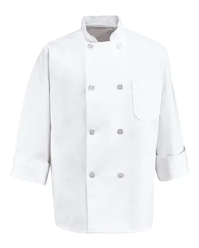 Chef Designs 0403T Eight Pearl Button Chef Coat - Tall Sizes — blank jacket, front view