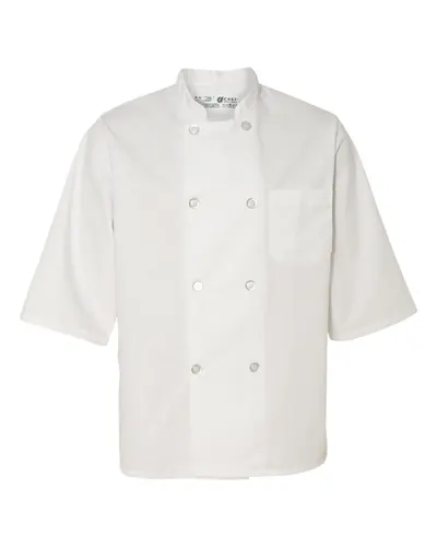 Chef Designs 0404 Half Sleeve Chef Coat — blank jacket, front view