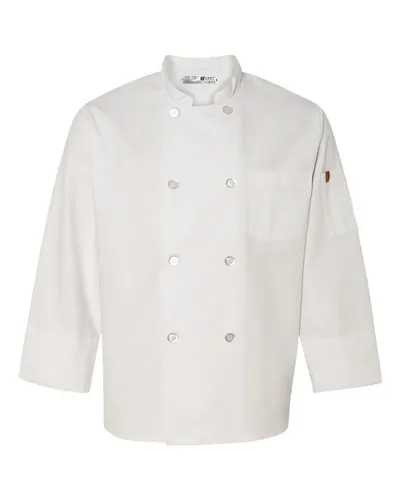 Chef Designs 0413 Eight Pearl Button Chef Coat with Thermometer Pocket — blank jacket, front view