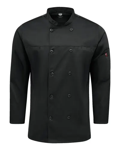 Chef Designs 054M Deluxe Airflow Chef Coat — blank jacket, front view