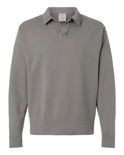 ComfortWash by Hanes GDH490 Unisex Garment-Dyed Polo Collar Sweatshirt — blank polo, front view