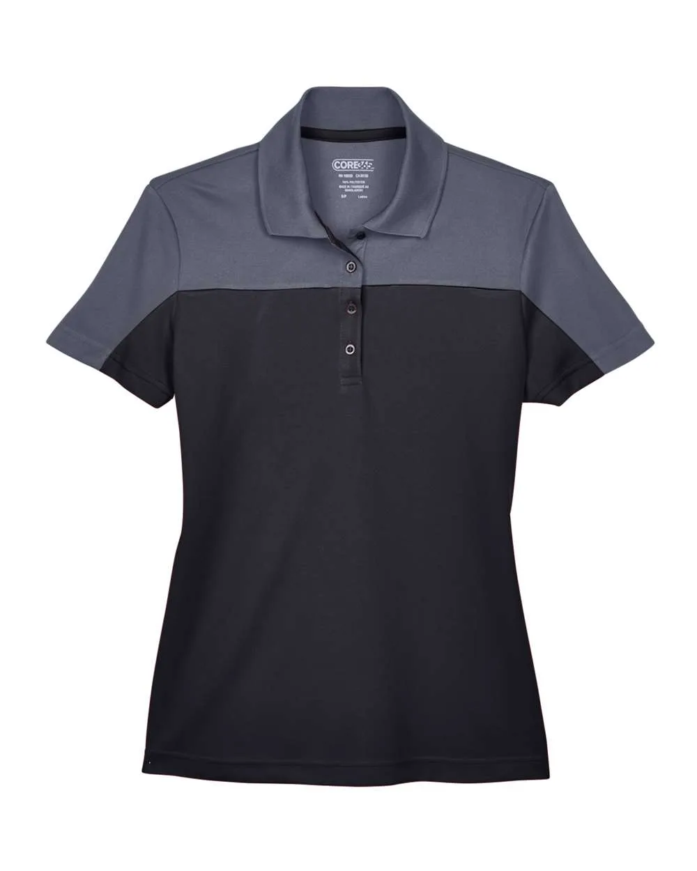 CORE365 CE101W Women's Balance Colorblock Performance Piqué Polo — blank polo, front view