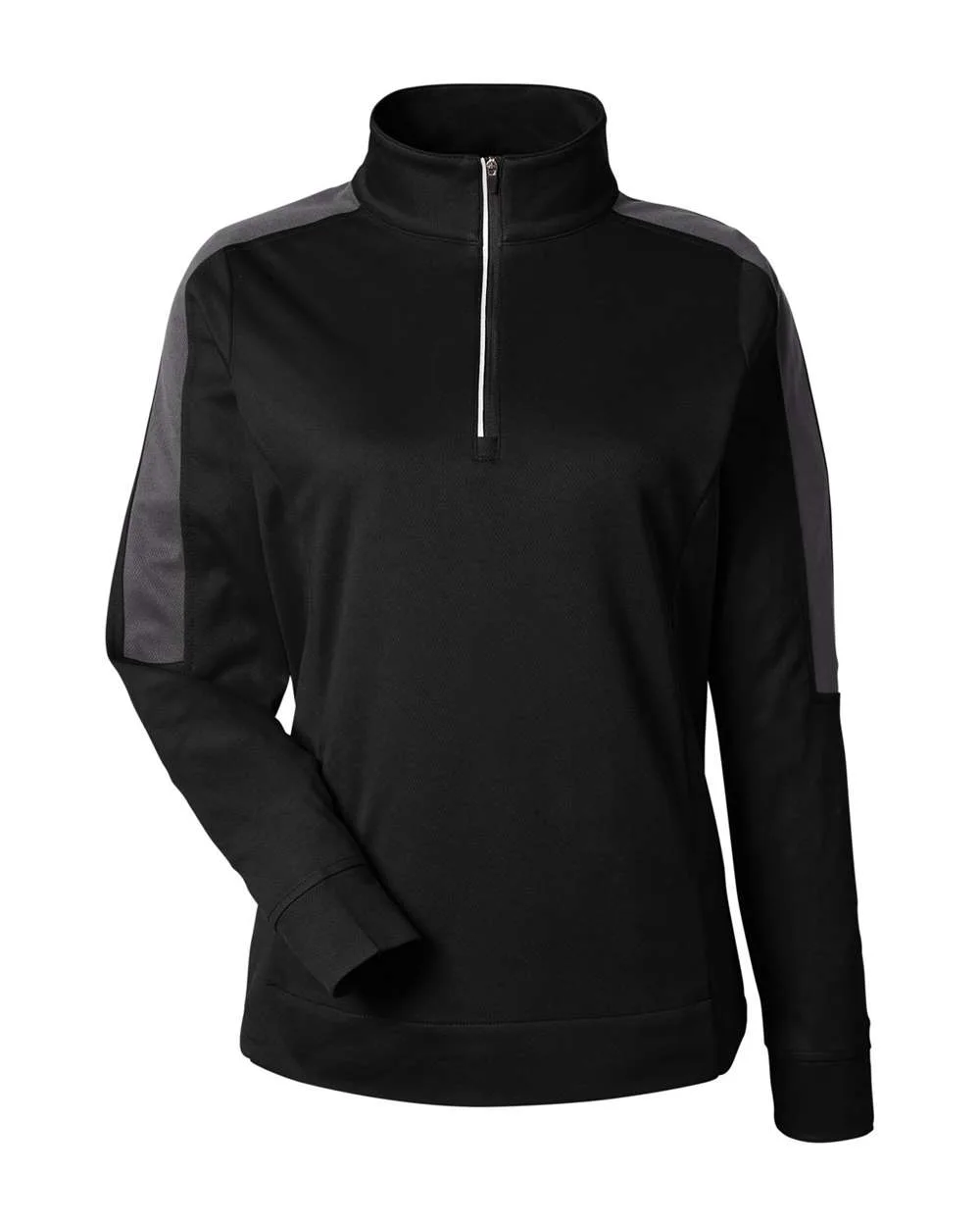 CORE365 CE404W Women's Market Snag Protect Mesh Colorblock Quarter-Zip Pullover — blank garment, front view