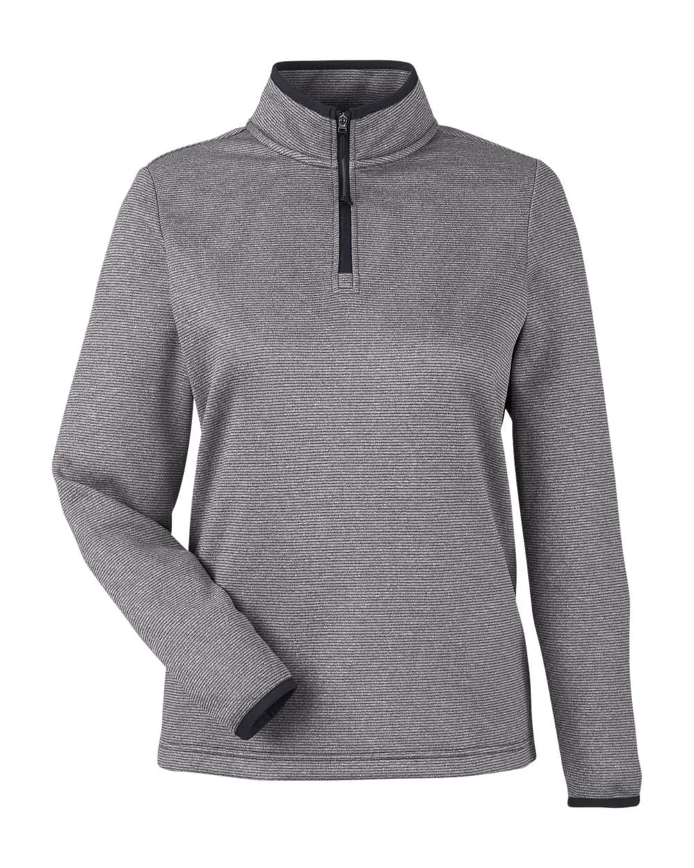 CORE365 CE73W Women's Venture Heathered Stripe Quarter-Zip Pullover — blank garment, front view