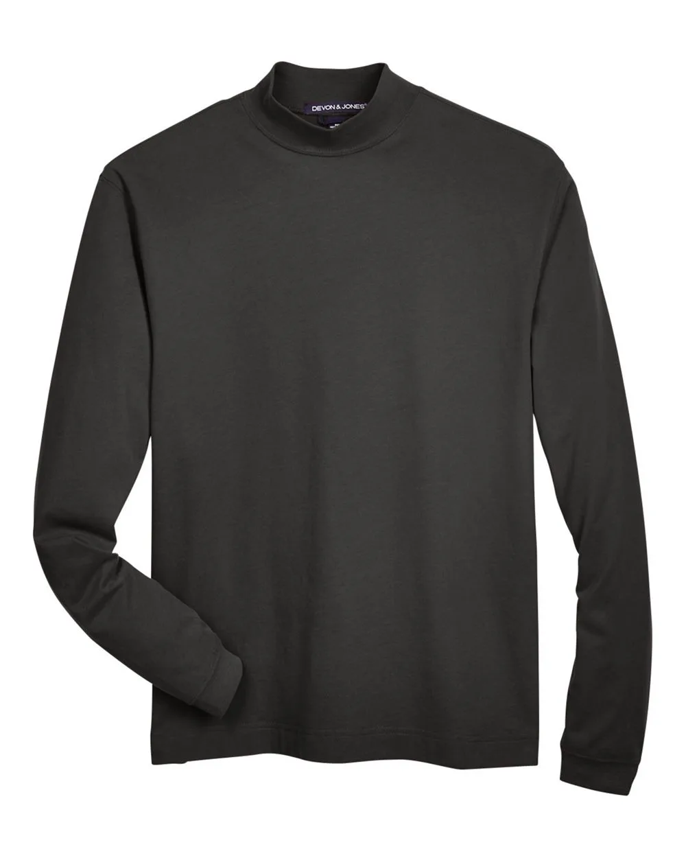 Devon & Jones D420 Unisex Sueded Jersey Mock Neck T-Shirt — blank t-shirt, front view