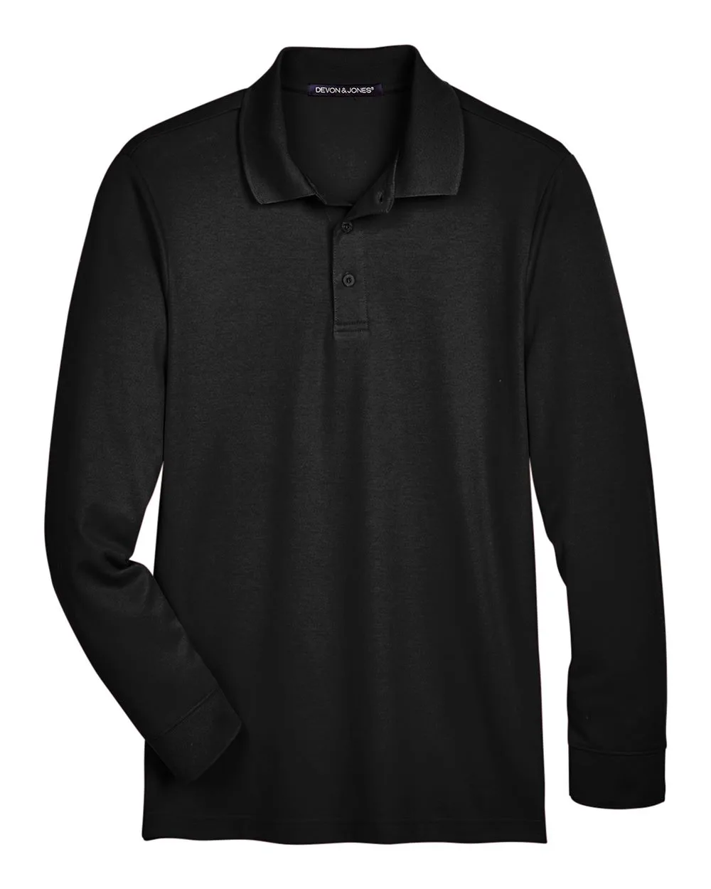 Devon & Jones DG20L Men's CrownLux Performance® Plaited Long Sleeve Polo — blank polo, front view