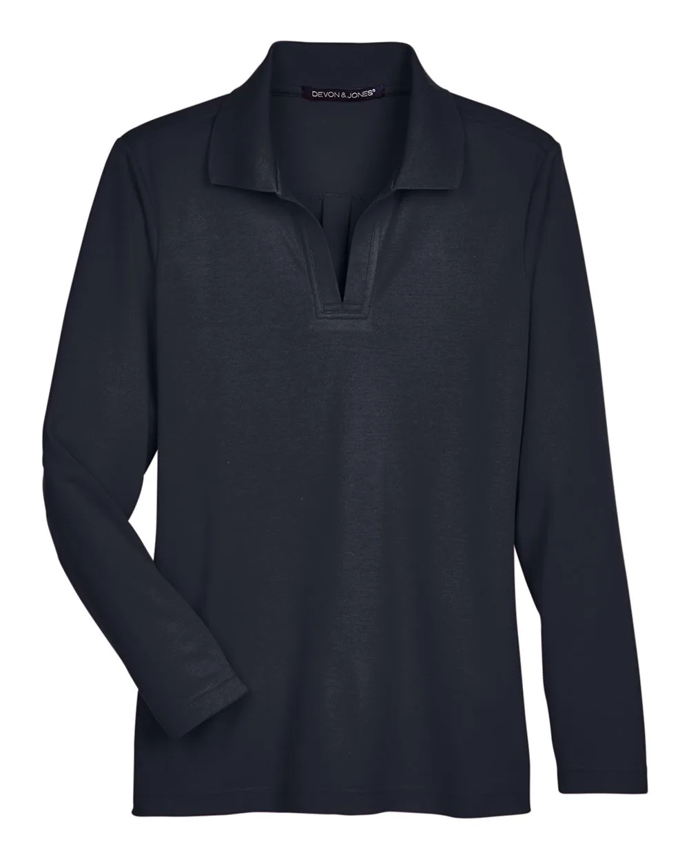 Devon & Jones DG20LW Women's CrownLux Performance® Plaited Long Sleeve Polo — blank polo, front view