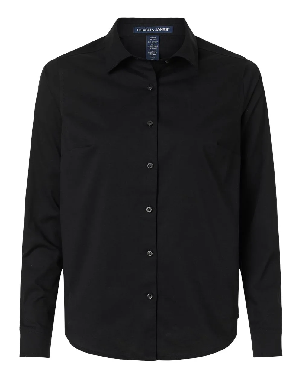 Devon & Jones DG505W Women's CrownLux Performance® Spencer Poplin Dress Shirt — blank woven shirt, front view