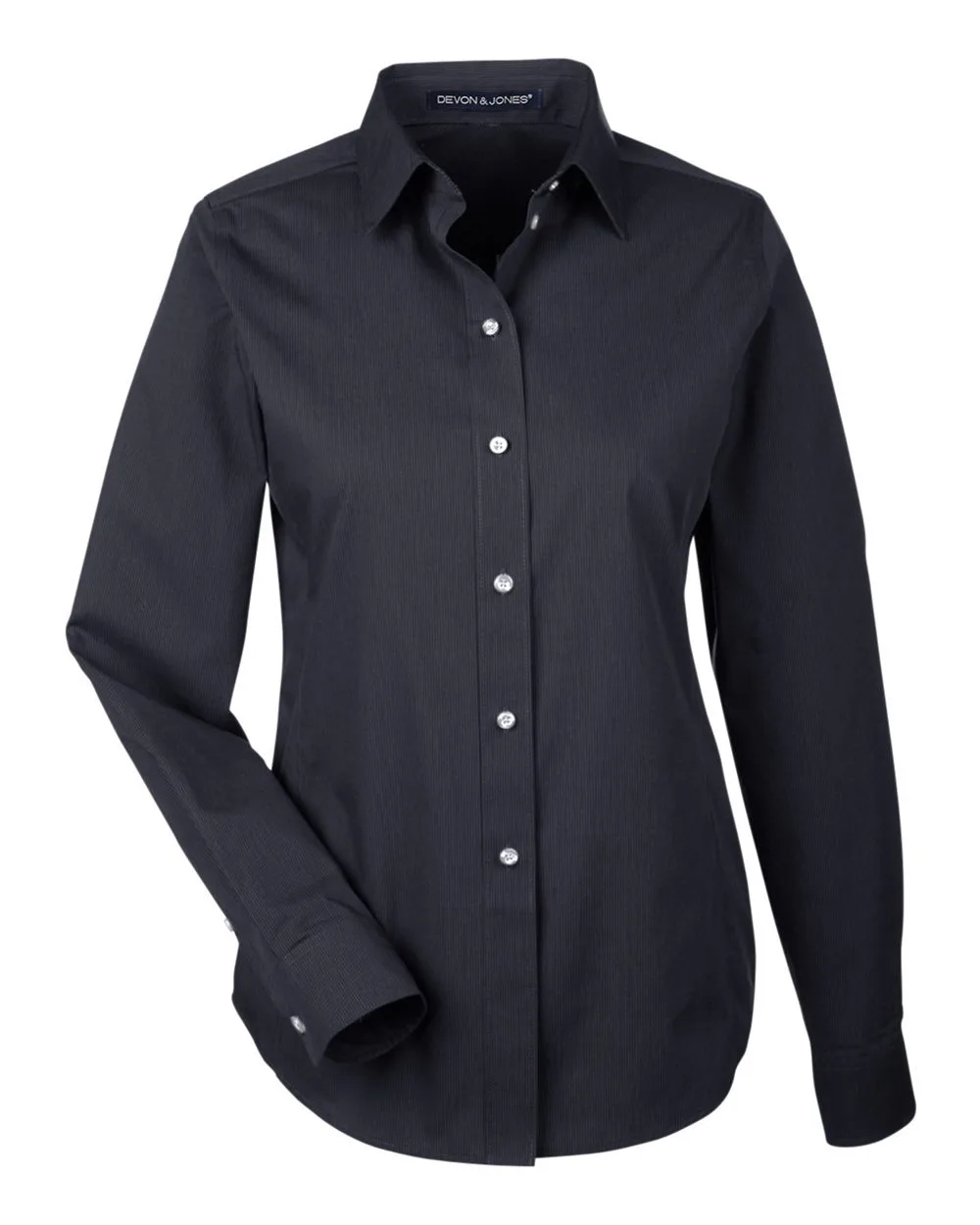 Devon & Jones DG534W Women's Crown Collection® Striped Woven Dress Shirt — blank woven shirt, front view
