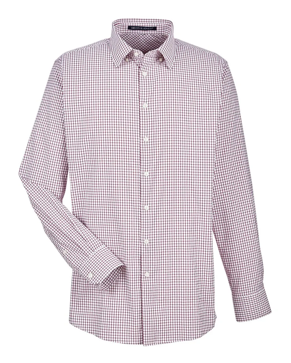 Devon & Jones DG540 Men's CrownLux Performance® Micro Windowpane Woven Dress Shirt — blank woven shirt, front view
