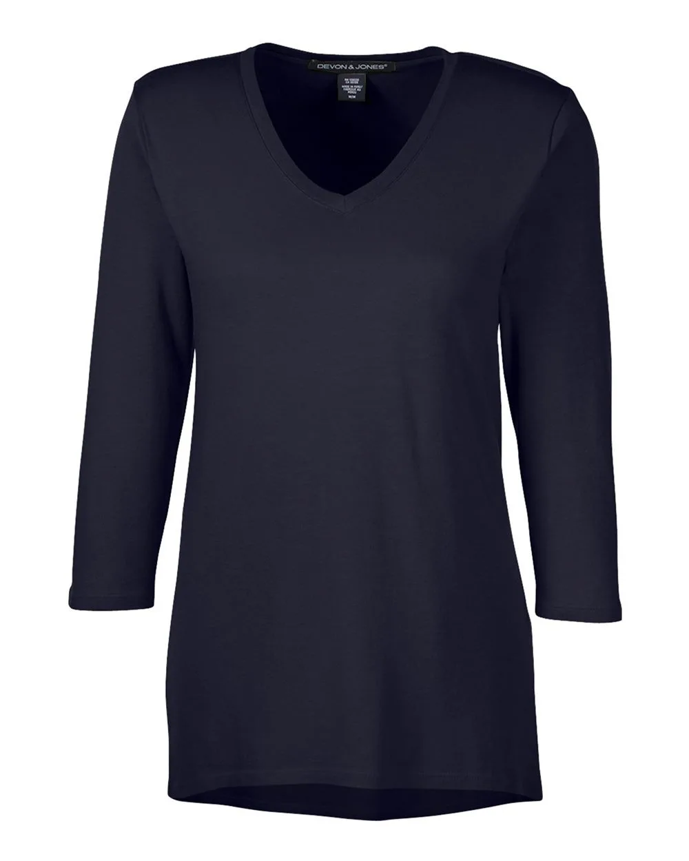 Devon & Jones DP184W Women's Perfect Fit™ Bracelet-Length V-Neck Top — blank garment, front view