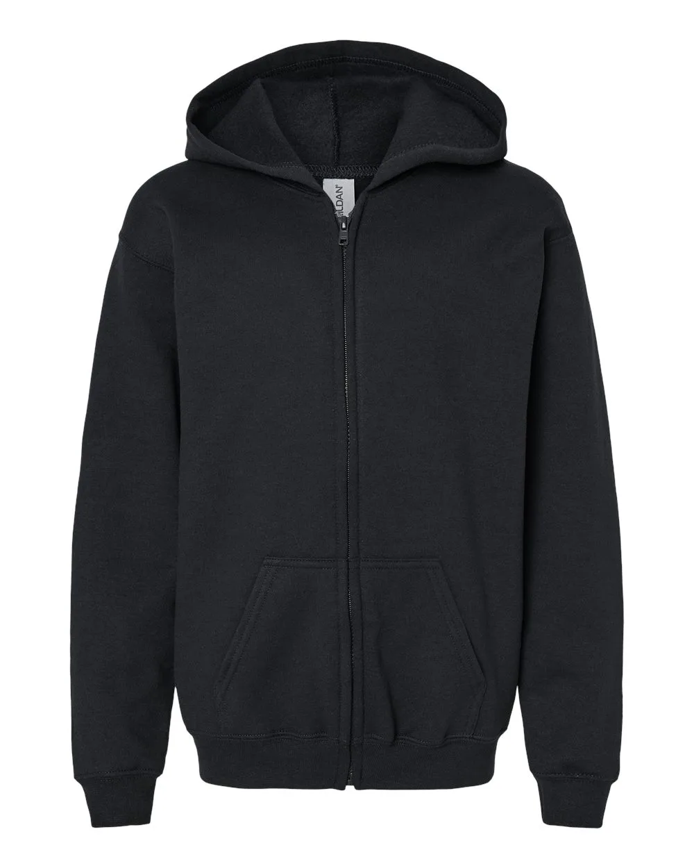 Gildan 18600B Youth Heavy Blend™ Full-Zip Hooded Sweatshirt — blank hooded sweatshirt, front view