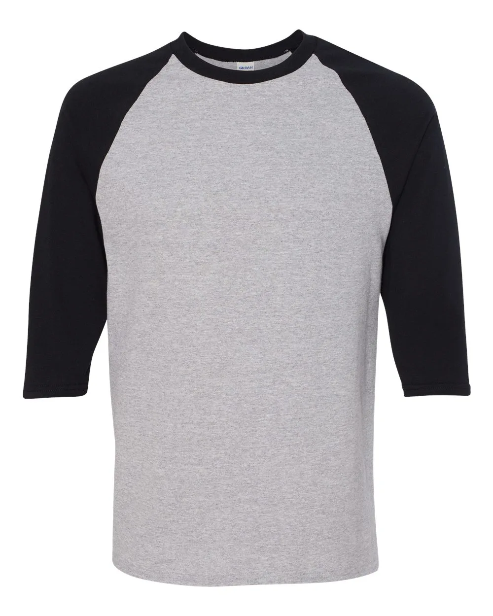 Gildan 5700 Unisex Heavy Cotton™ Raglan Three-Quarter Sleeve T-Shirt — blank t-shirt, front view