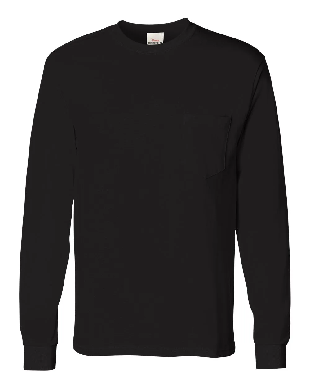 Hanes 5596 Men's Authentic Long Sleeve Pocket T-Shirt — blank long sleeve tee, front view
