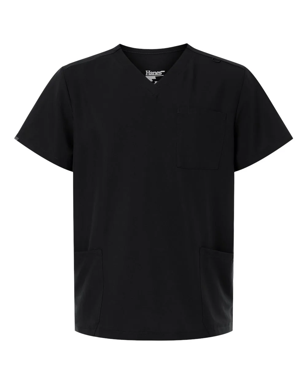 Hanes HMB002 Men's V-Neck 3 Pocket Scrub Top — blank garment, front view