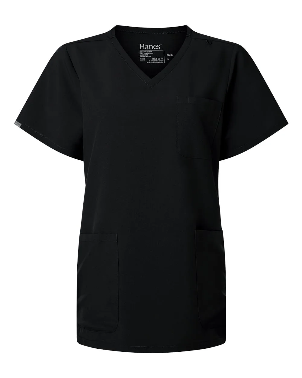 Hanes HSB002 Women's V-Neck 3 Pocket Scrub Top — blank garment, front view