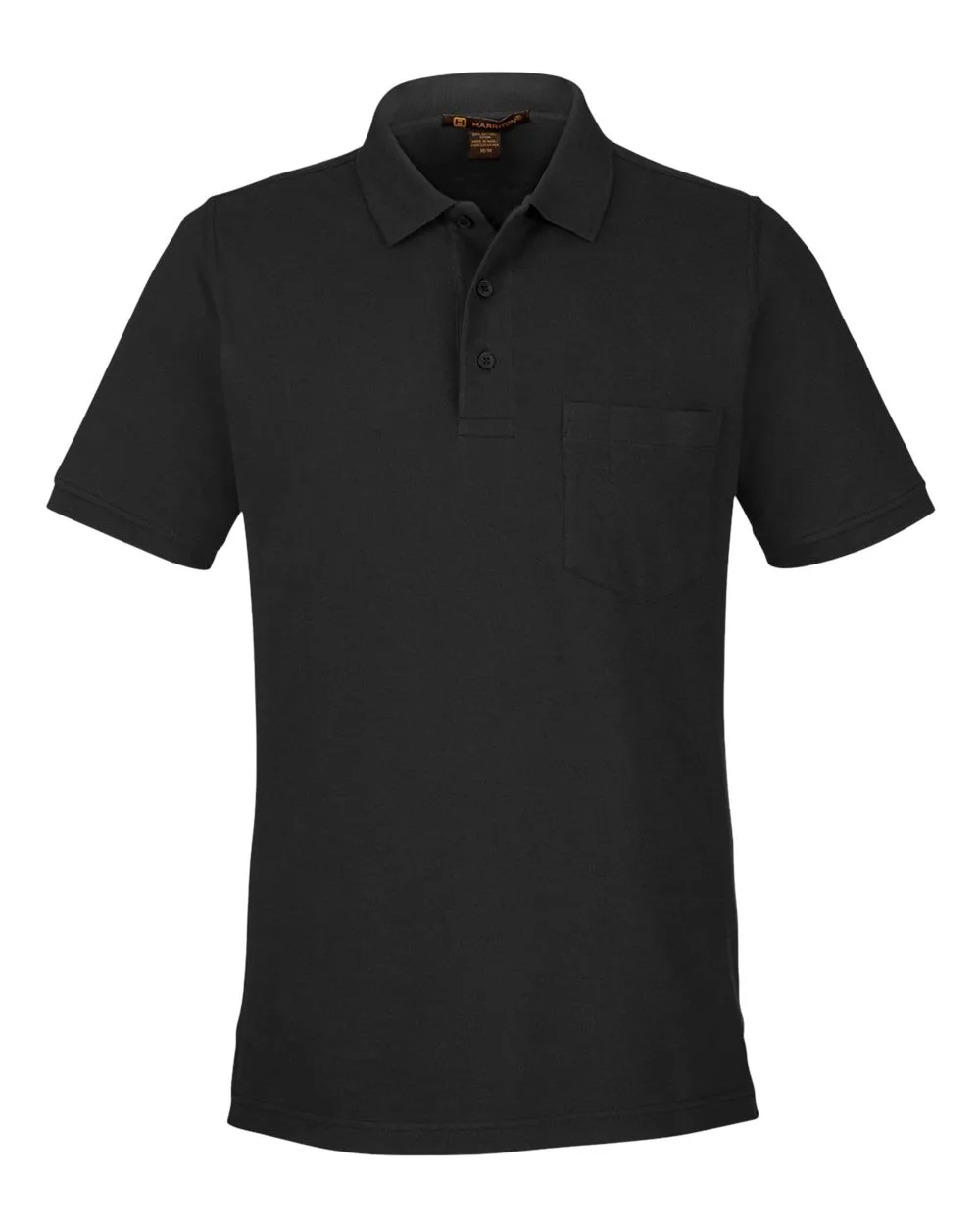 Harriton M205P Men's Valiant Cotton Snag Protect Pocket Polo — blank polo, front view